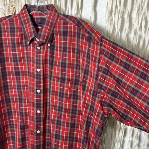 Burberry London Men's Red Plaid Long Sleeve Button Down Shirt Size XL - Picture 2 of 9